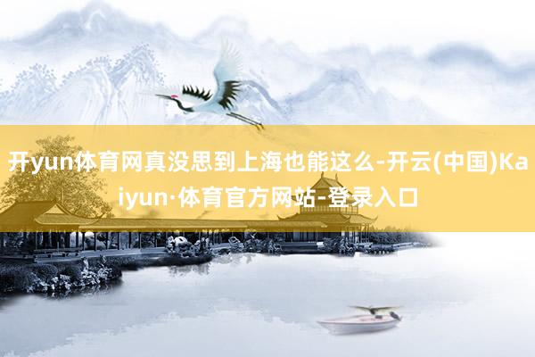 开yun体育网真没思到上海也能这么-开云(中国)Kaiyun·体育官方网站-登录入口